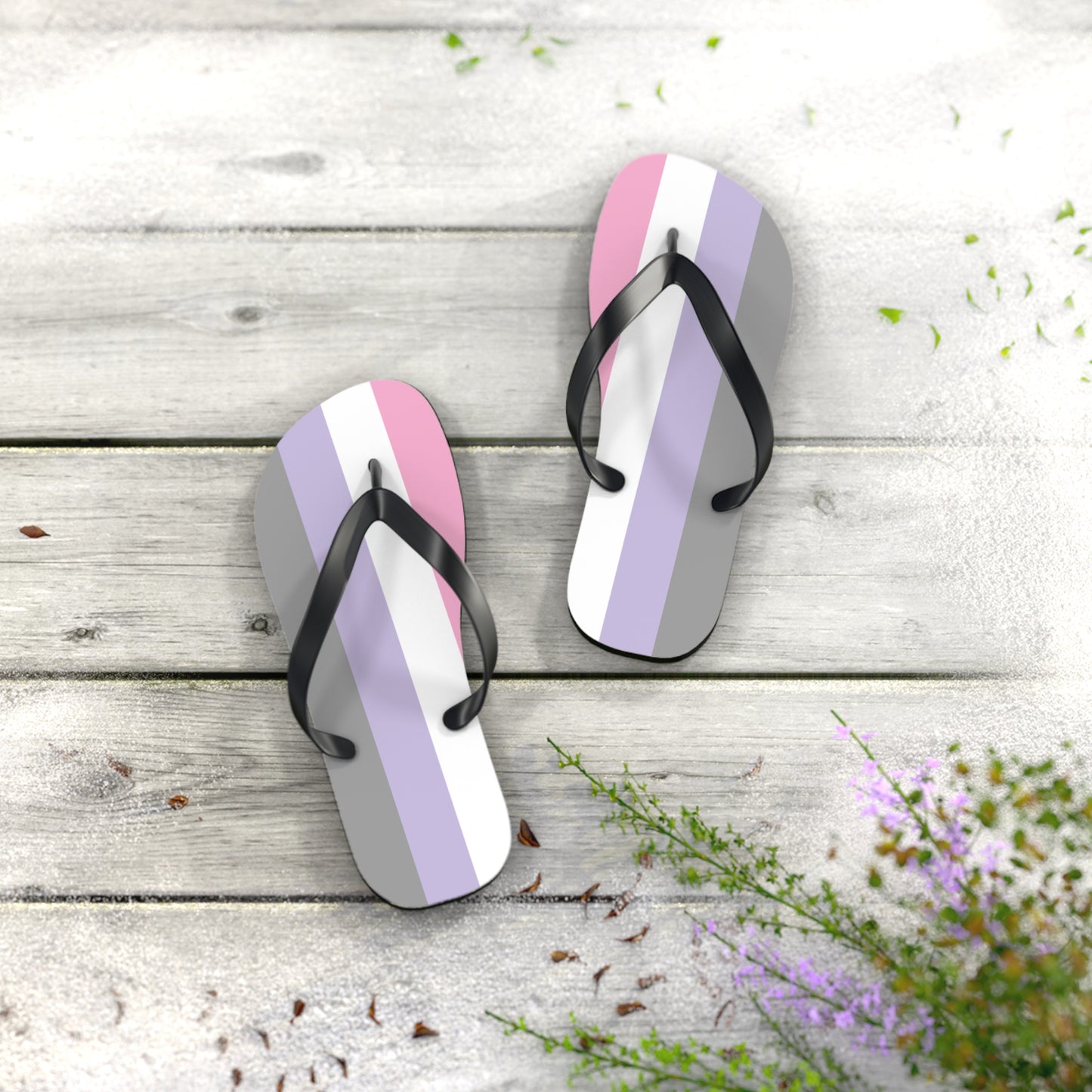 S Black sole Cupiosexual Pride Flip Flops