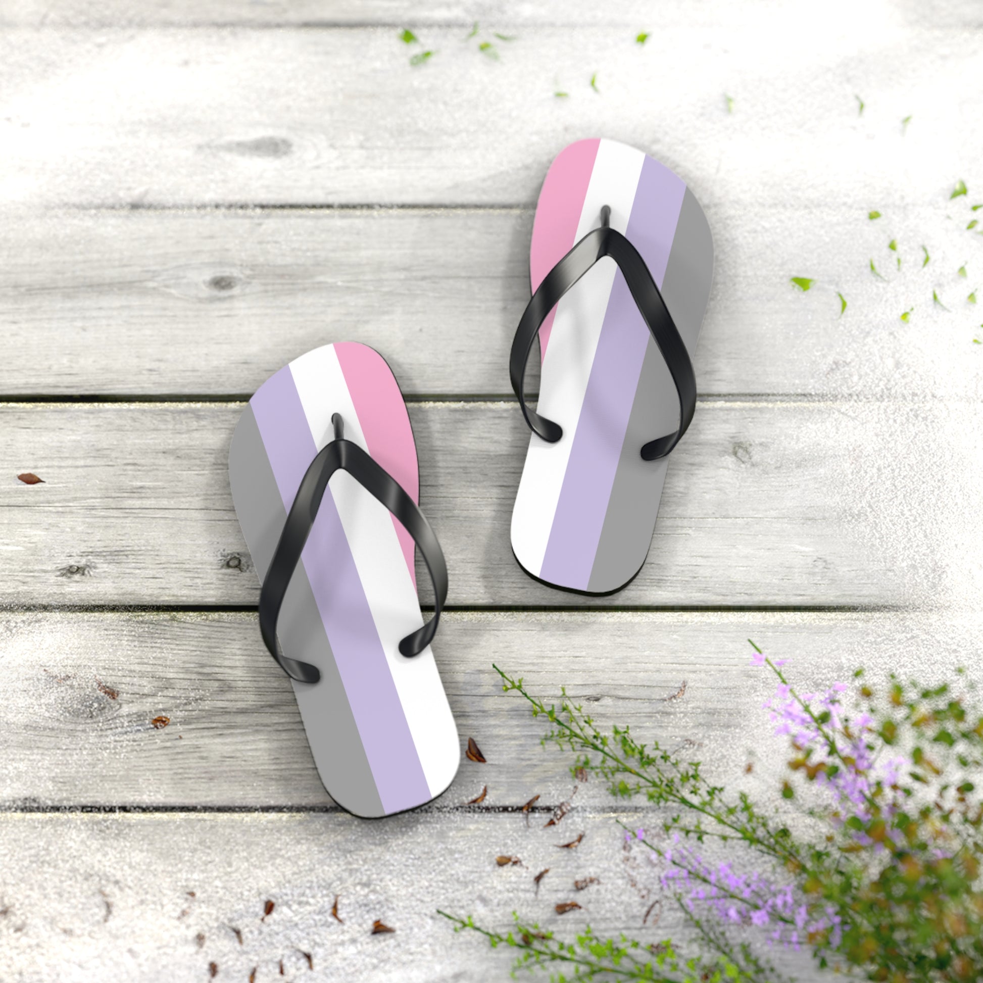 S Black sole Cupiosexual Pride Flip Flops
