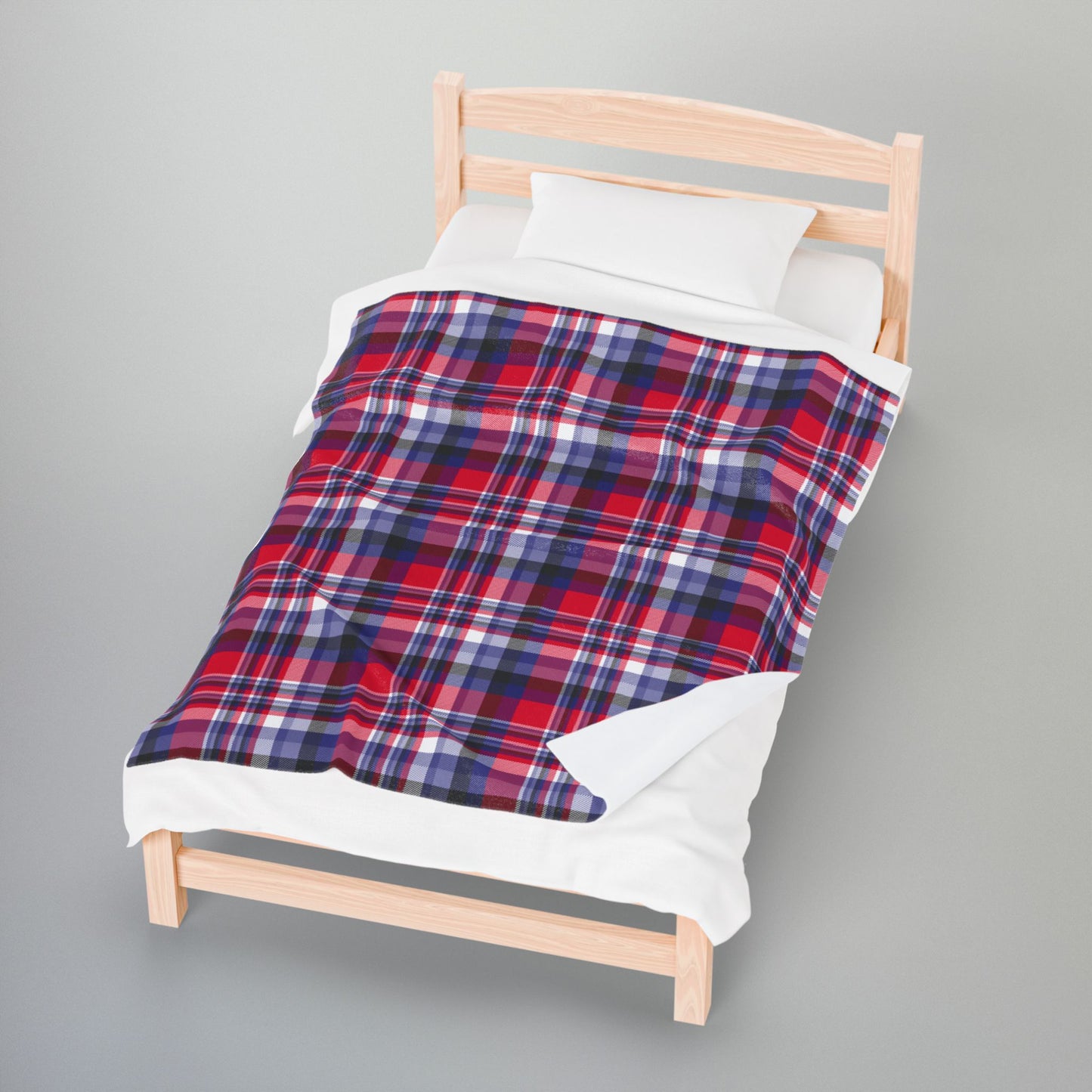 Nautical Red Plaid Velveteen Plush Blanket