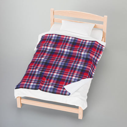 Nautical Red Plaid Velveteen Plush Blanket