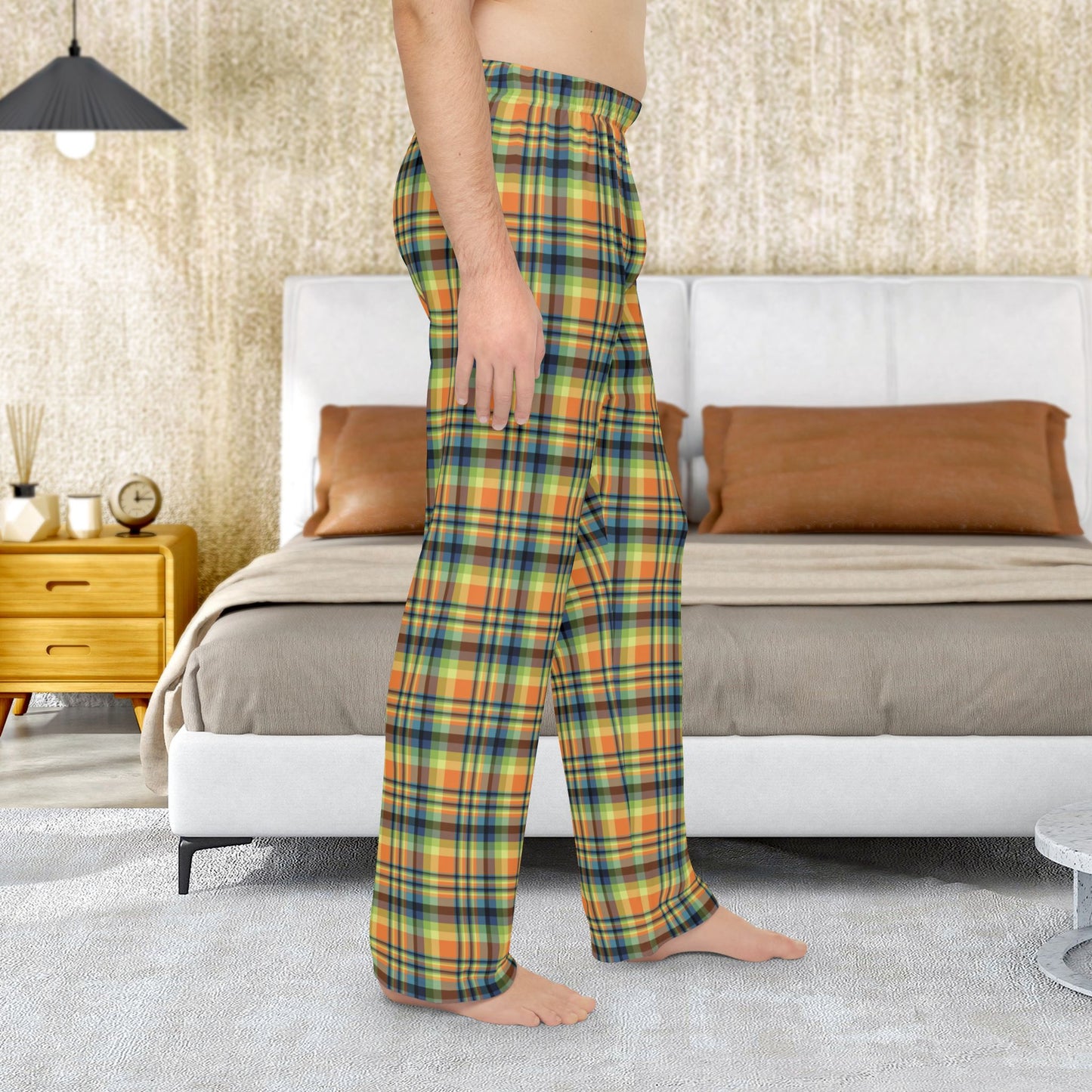 Men’s Orange, Green & Blue Ohio Plaid Pajama Pants