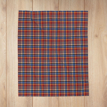 Red, Blue & Orange Ohio Plaid Velveteen Plush Blanket