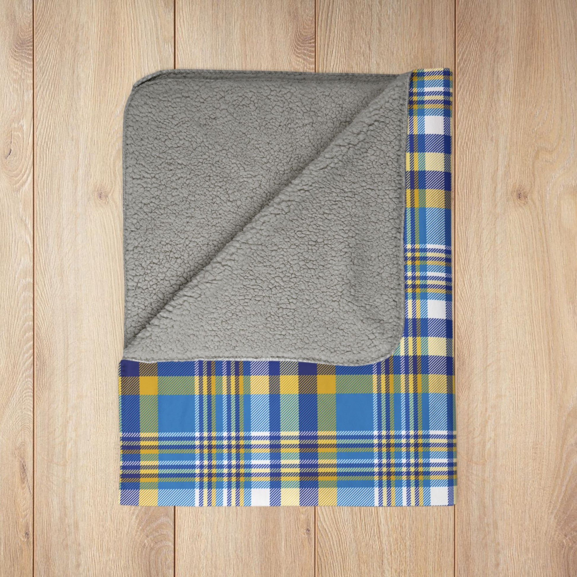 Hanukkah Blue Plaid Fleece Sherpa Blanket