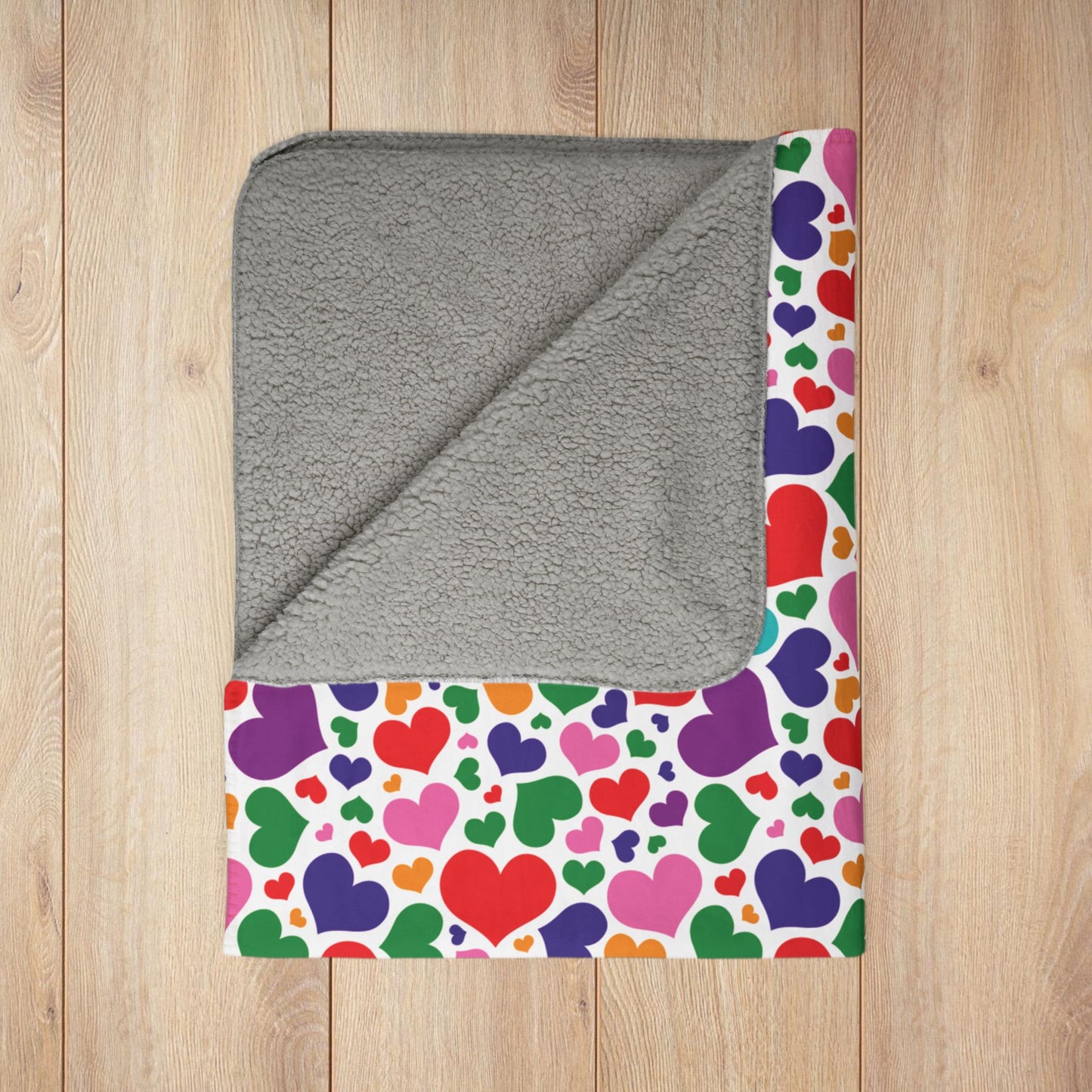 Gilbert Baker Rainbow Pride Valentine’s Day Hearts White Fleece Sherpa Blanket