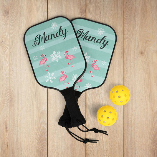 Christmas Flamingo Pickleball Paddles