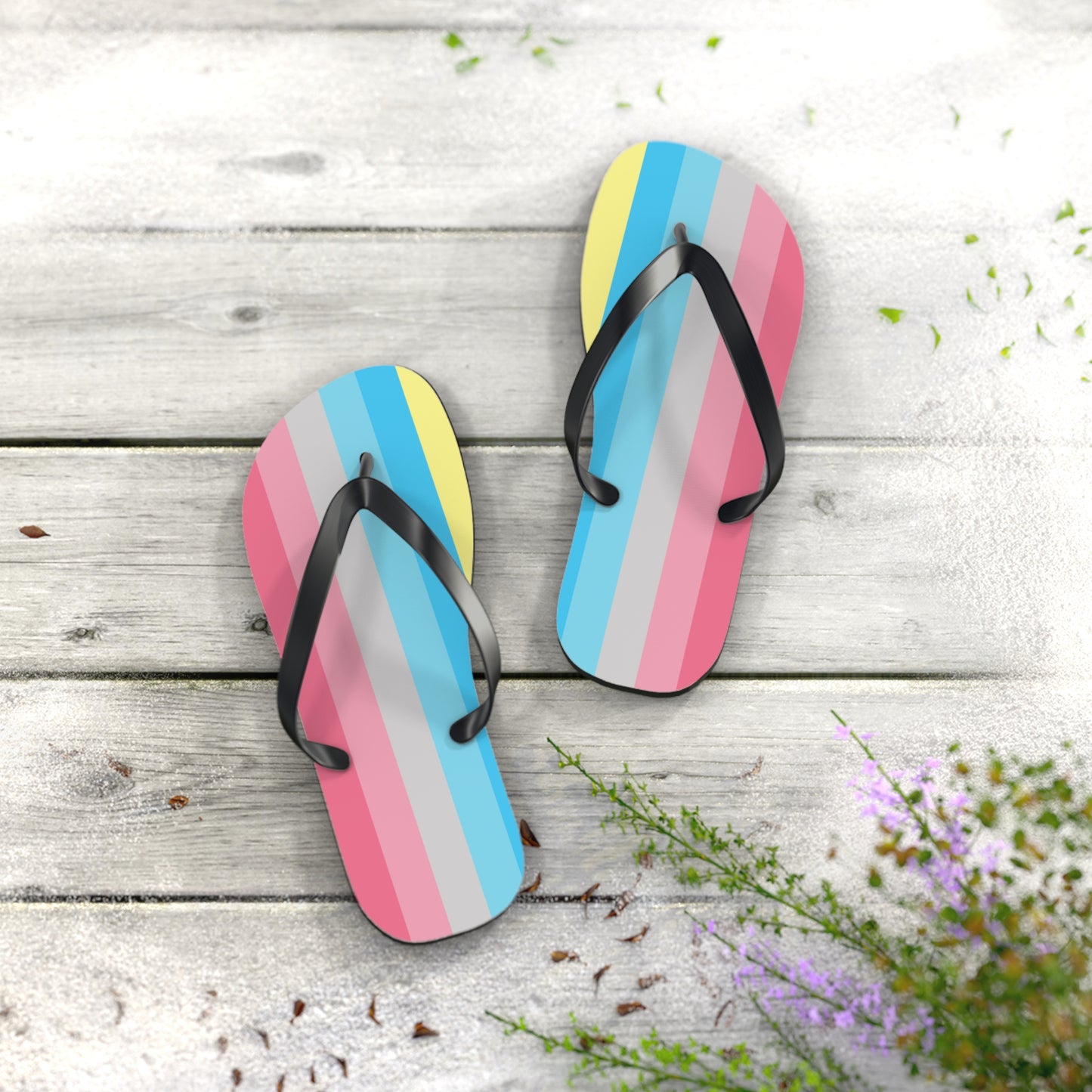 M Black sole Genderflux Pride Flip Flops