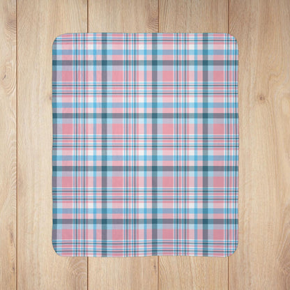 Transgender Pride Plaid Fleece Sherpa Blanket