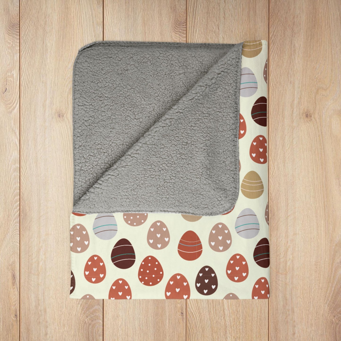 Easter Eggs Cream Fleece Sherpa Blanket