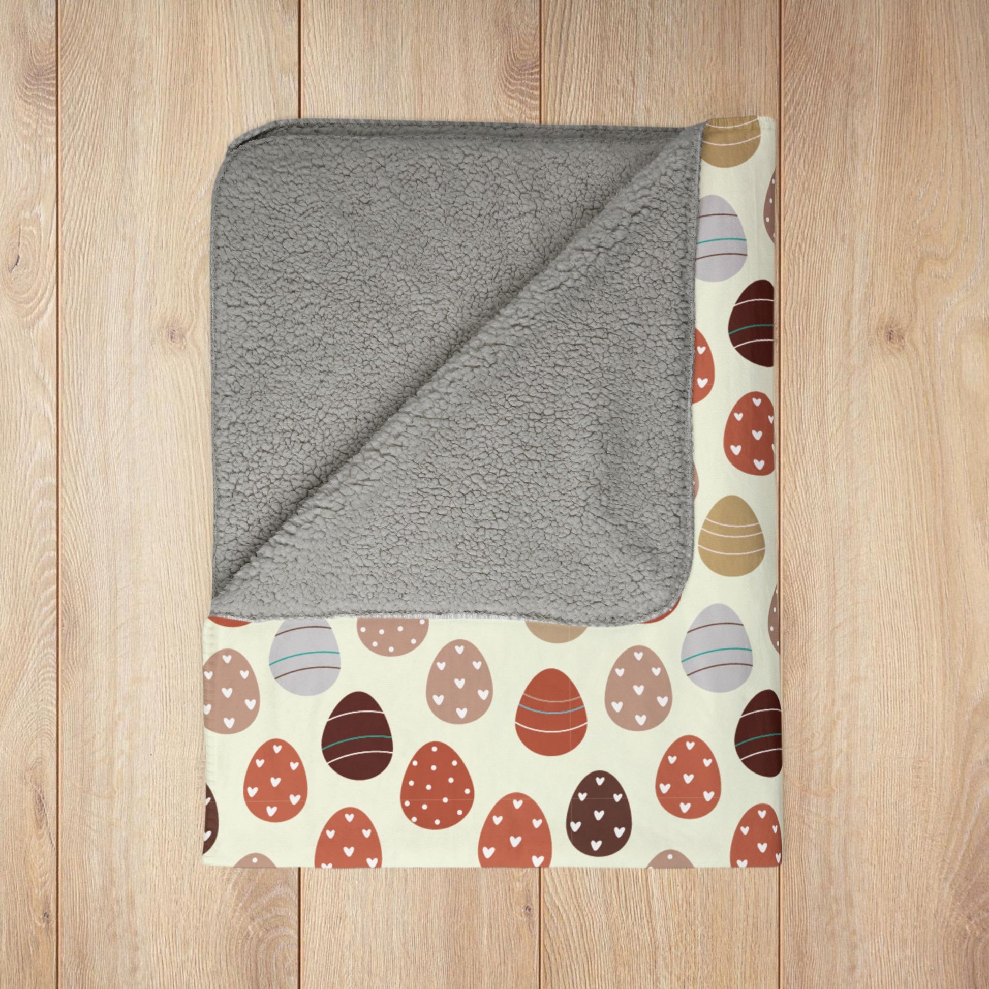 Easter Eggs Cream Fleece Sherpa Blanket