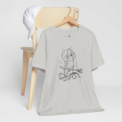 Lovebird Witch on a Broom, Line Art Tee