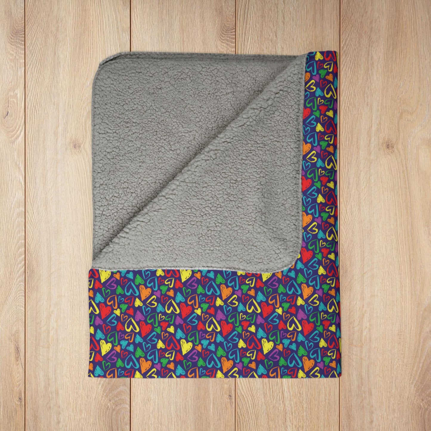 Rainbow Pride Hearts Fleece Sherpa Blanket