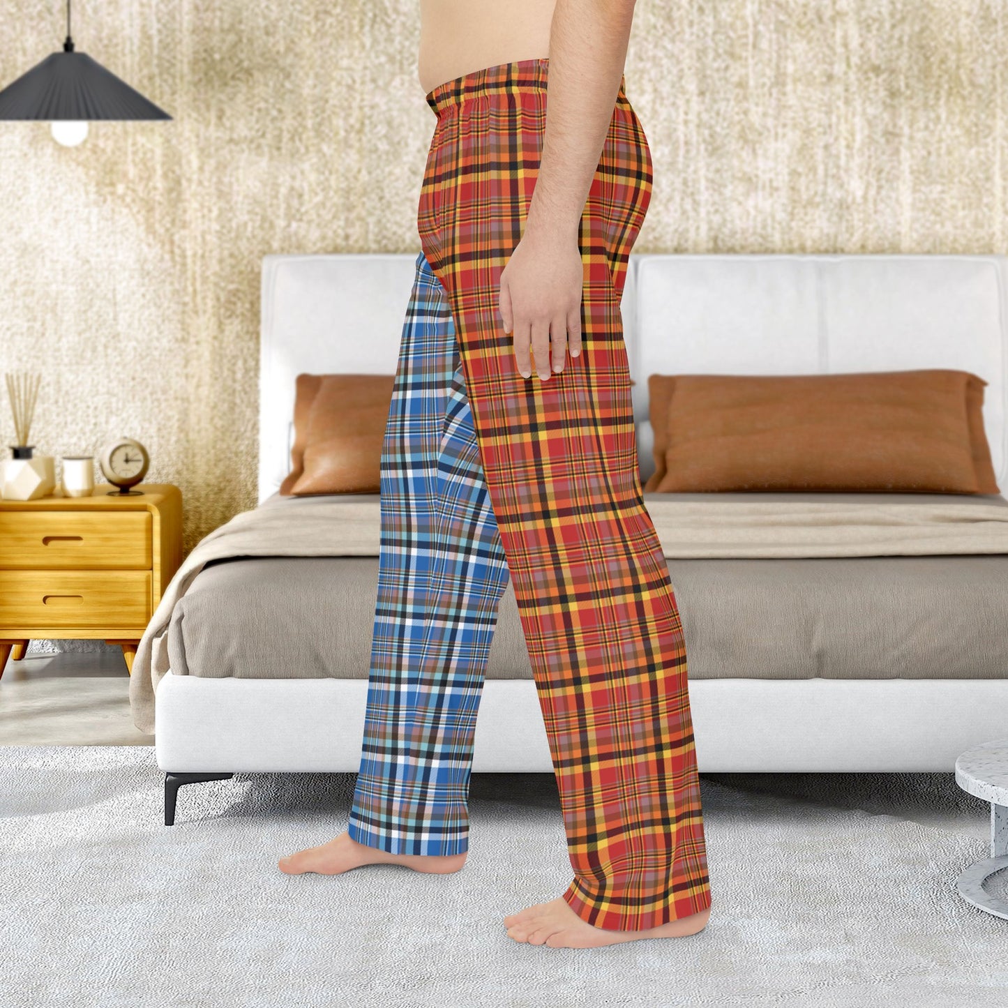 Men’s Half Red, Half Blue Plaid Sandusky OH Pajama Pants