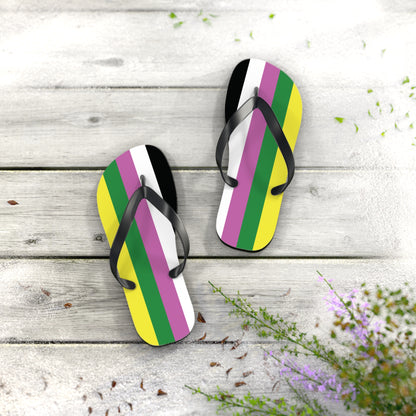 S Black sole Ceterosexual Pride Flip Flops
