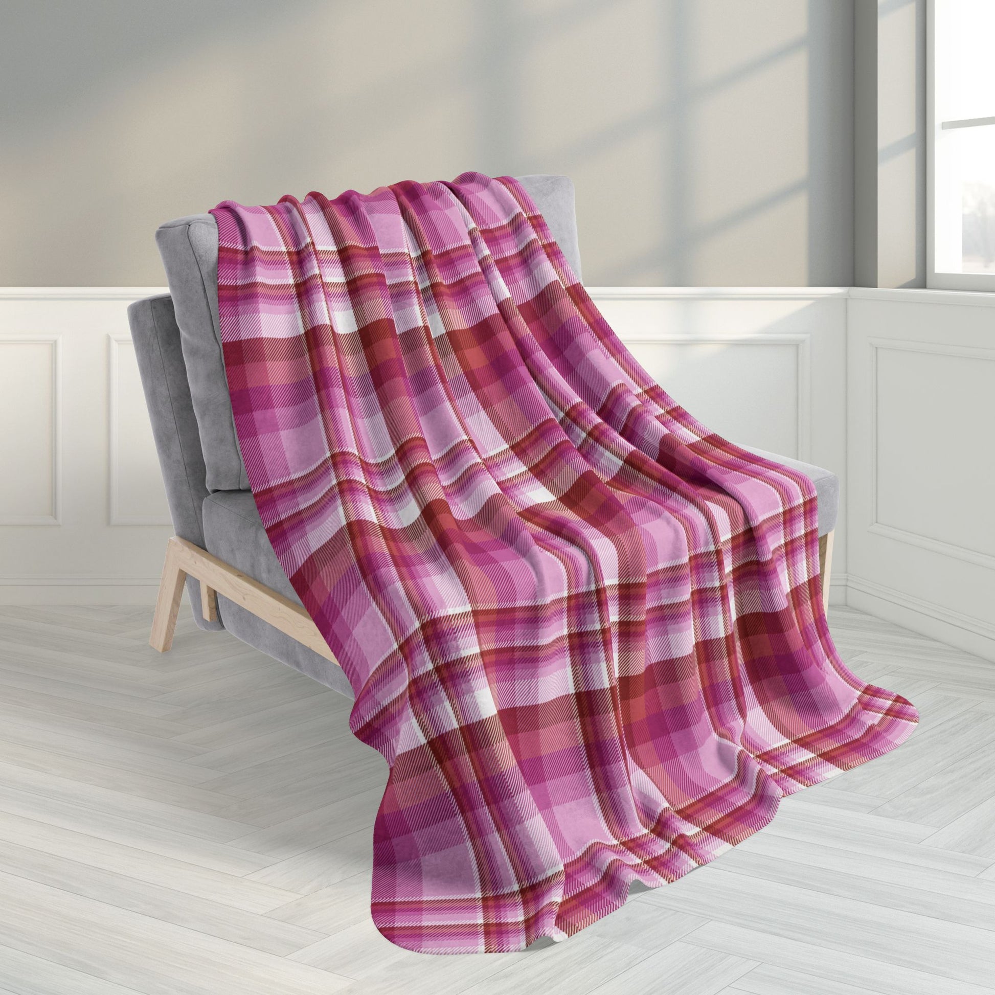Lesbian Pink Pride Plaid Fleece Sherpa Blanket