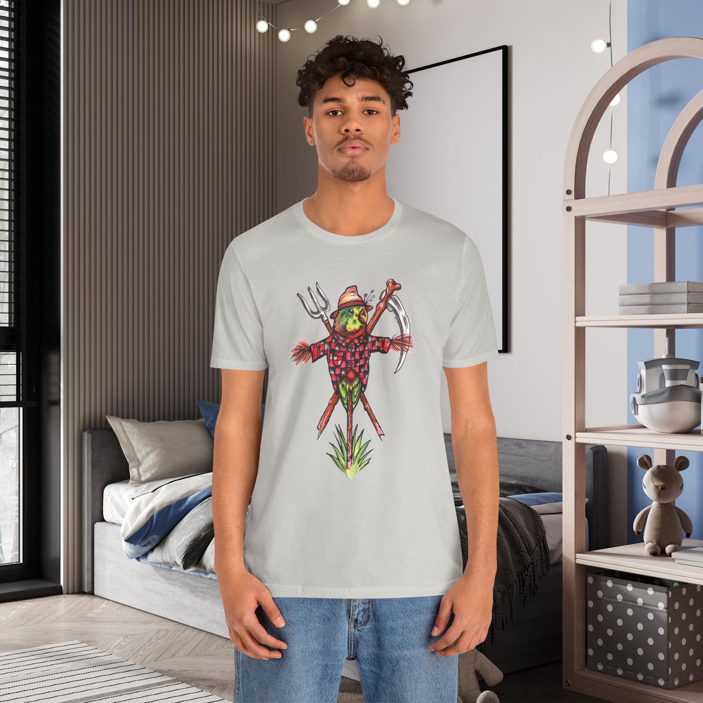 Scarecrow Lovebird, Hand-Drawn & Hand-Colored Tee