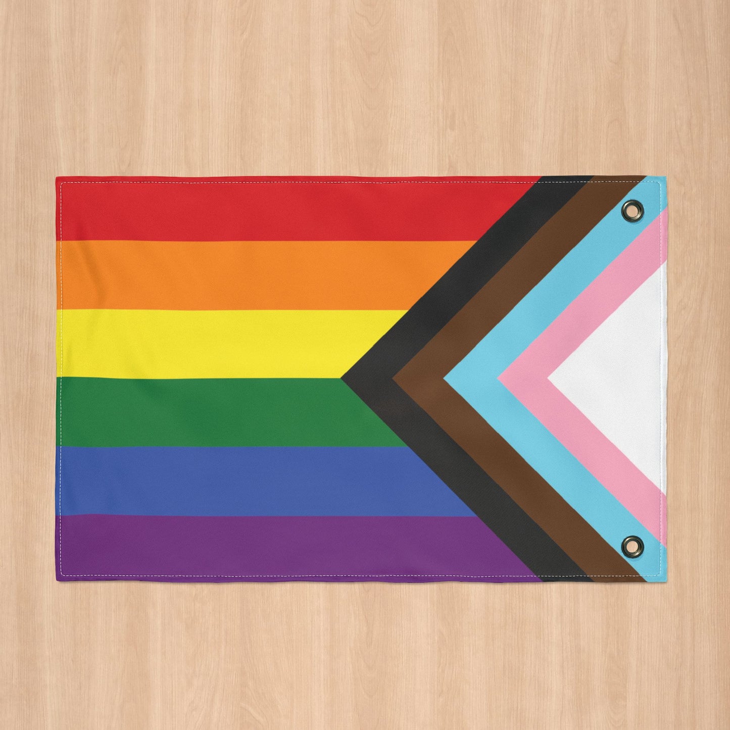 Rainbow Progress Pride Double-Sided Flag, with Left or Right Side Grommets