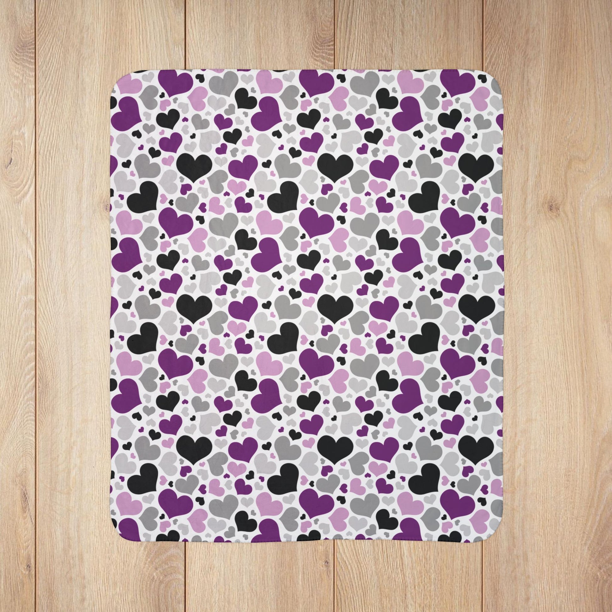 Asexual Pride Valentine’s Day Hearts White Fleece Sherpa Blanket
