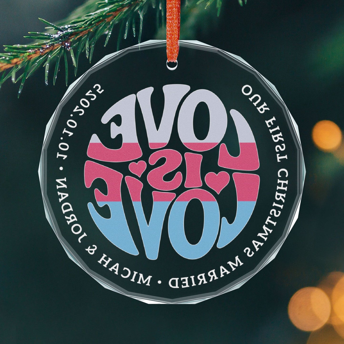 Custom Crystal Love is Love Sapiosexual Grey Pride 3" Circle Ornament