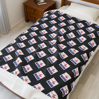 AMC American Motors Square Logo Black Velveteen Plush Blanket