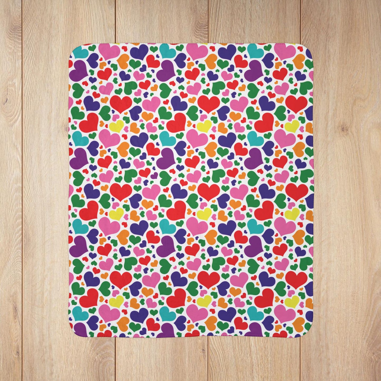 Gilbert Baker Rainbow Pride Valentine’s Day Hearts White Fleece Sherpa Blanket