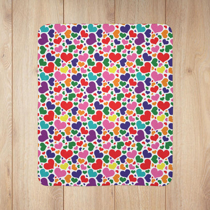 Gilbert Baker Rainbow Pride Valentine’s Day Hearts White Fleece Sherpa Blanket