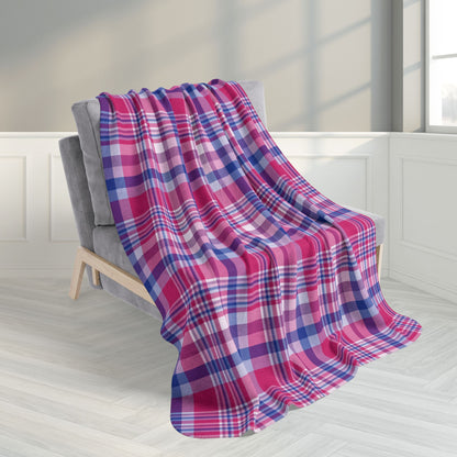 Bisexual Pride Plaid Fleece Sherpa Blanket