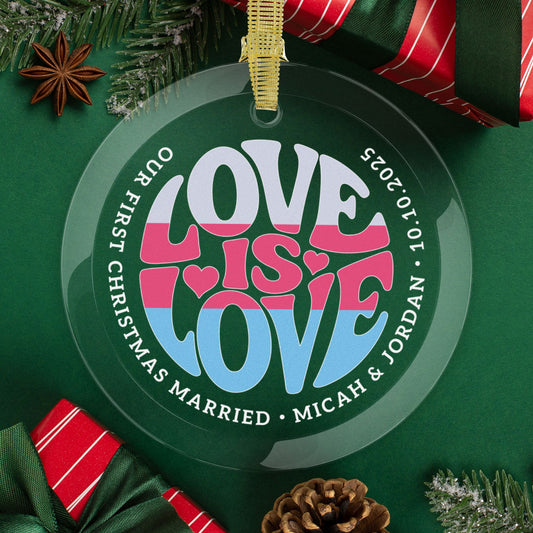 Round One Size Custom Glass Love is Love Sapiosexual Grey Pride 3.5" Circle Ornaments