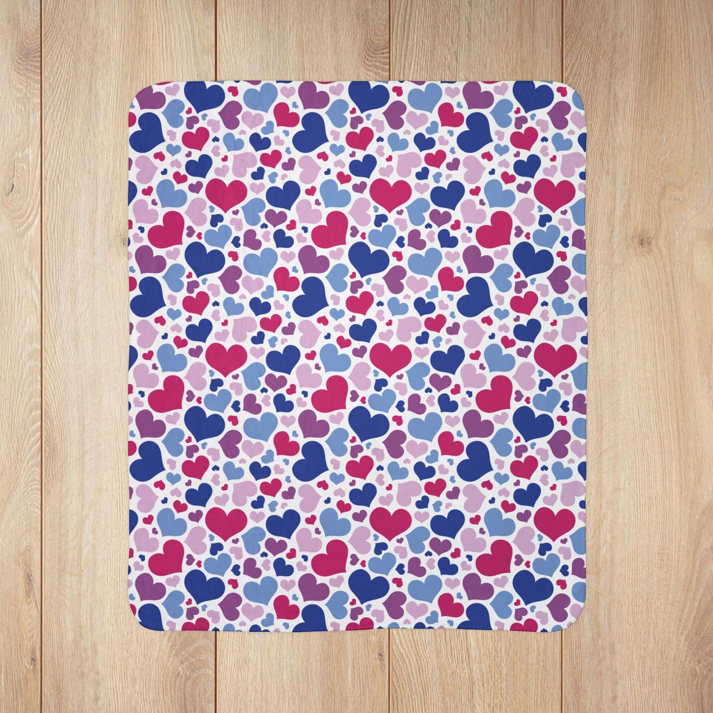 Bisexual Pride Valentine’s Day Hearts Black Fleece Sherpa Blanket