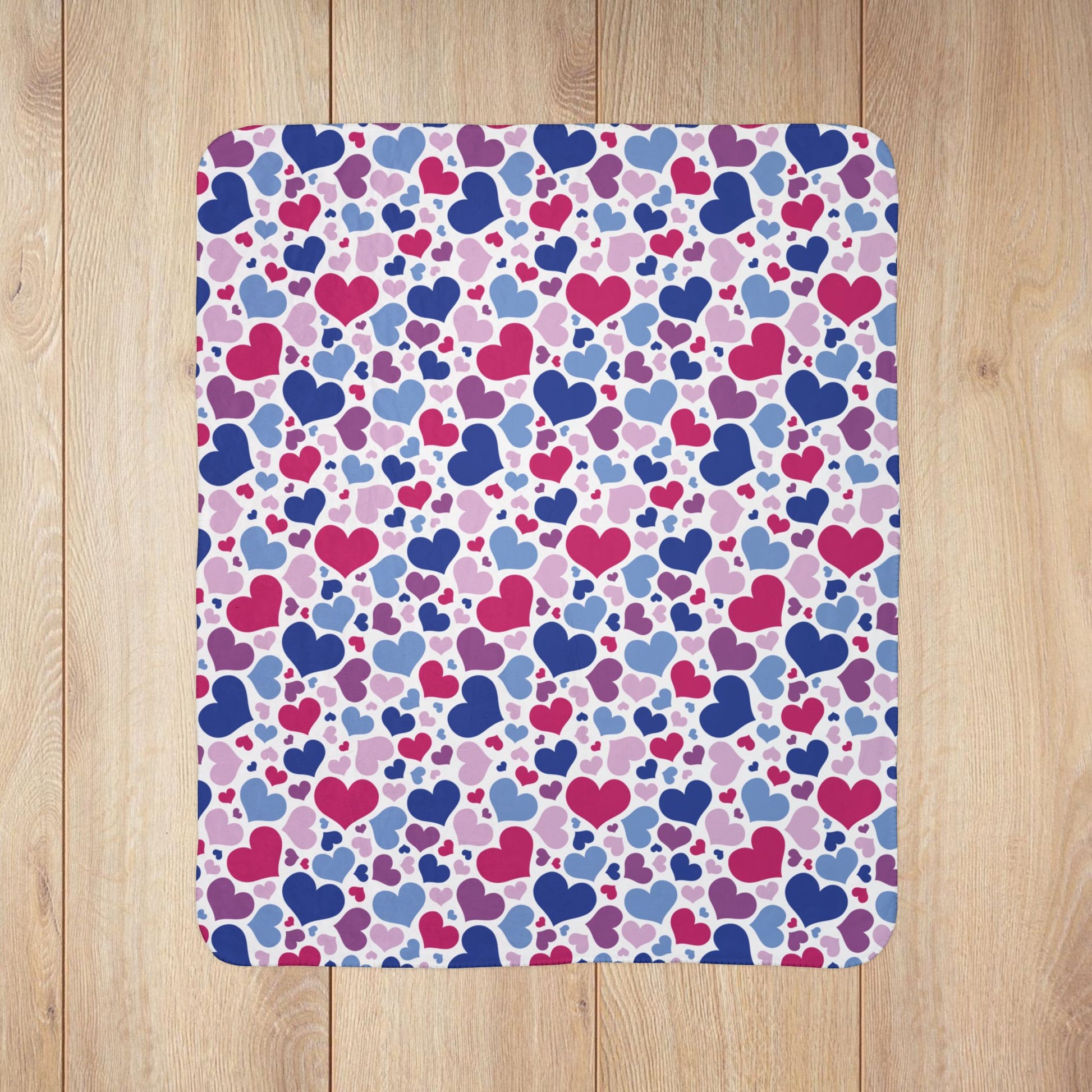 Bisexual Pride Valentine’s Day Hearts Black Fleece Sherpa Blanket