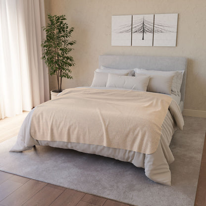 50" × 60" Beige Pale Gold & White Gingham Fleece Sherpa Blanket