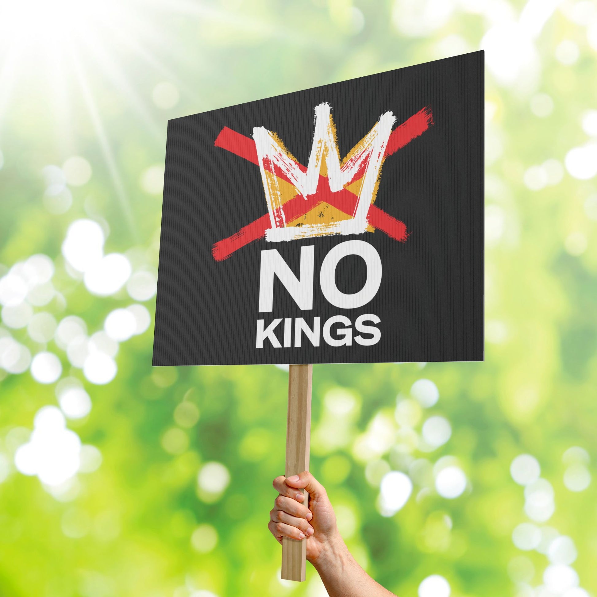 18" x 24" White No Kings Black Protest Sign