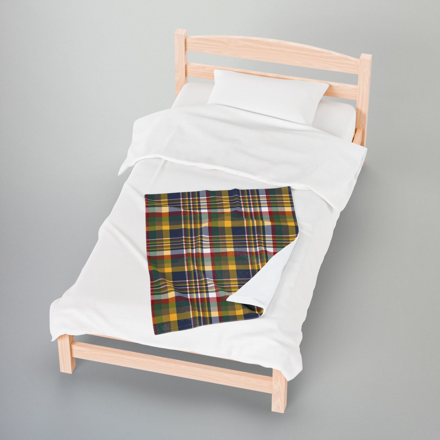 Christmas Blue & Yellow Plaid Milwaukee WI Plaid Velveteen Plush Blanket