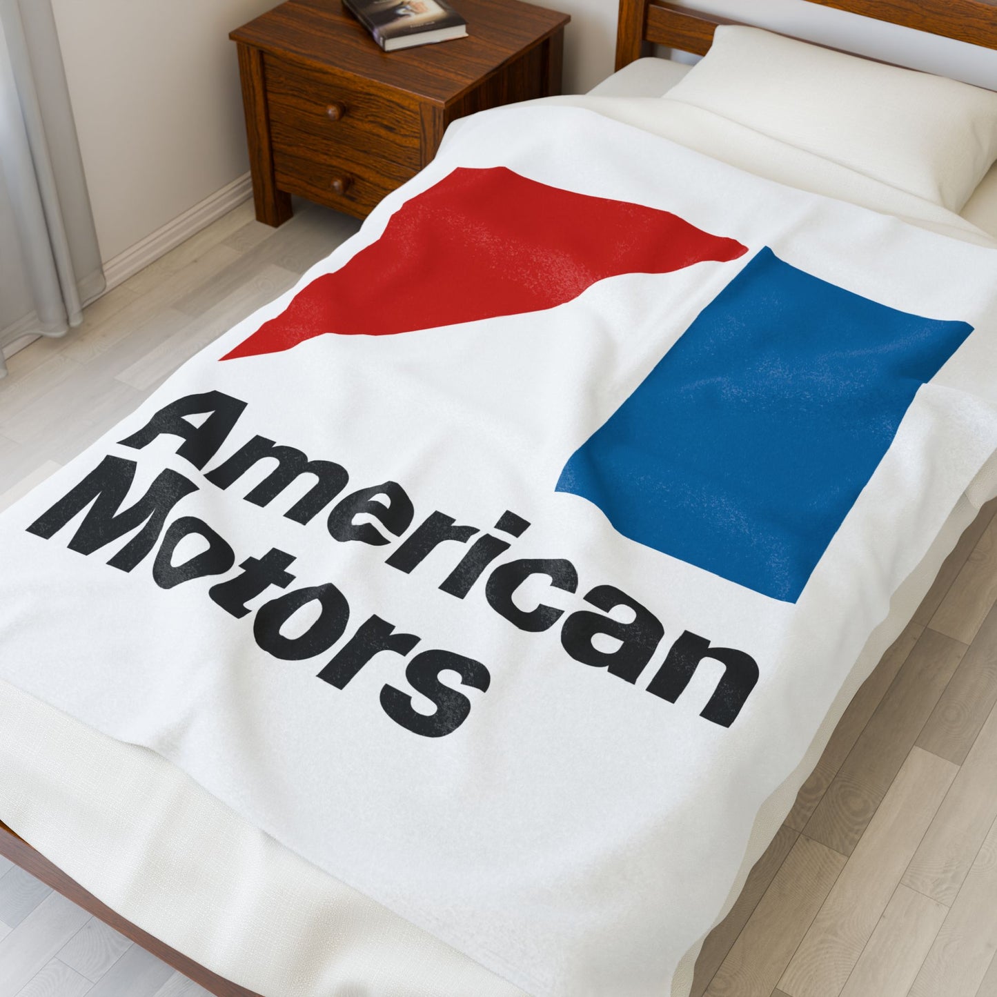 AMC Logo White Velveteen Plush Blanket