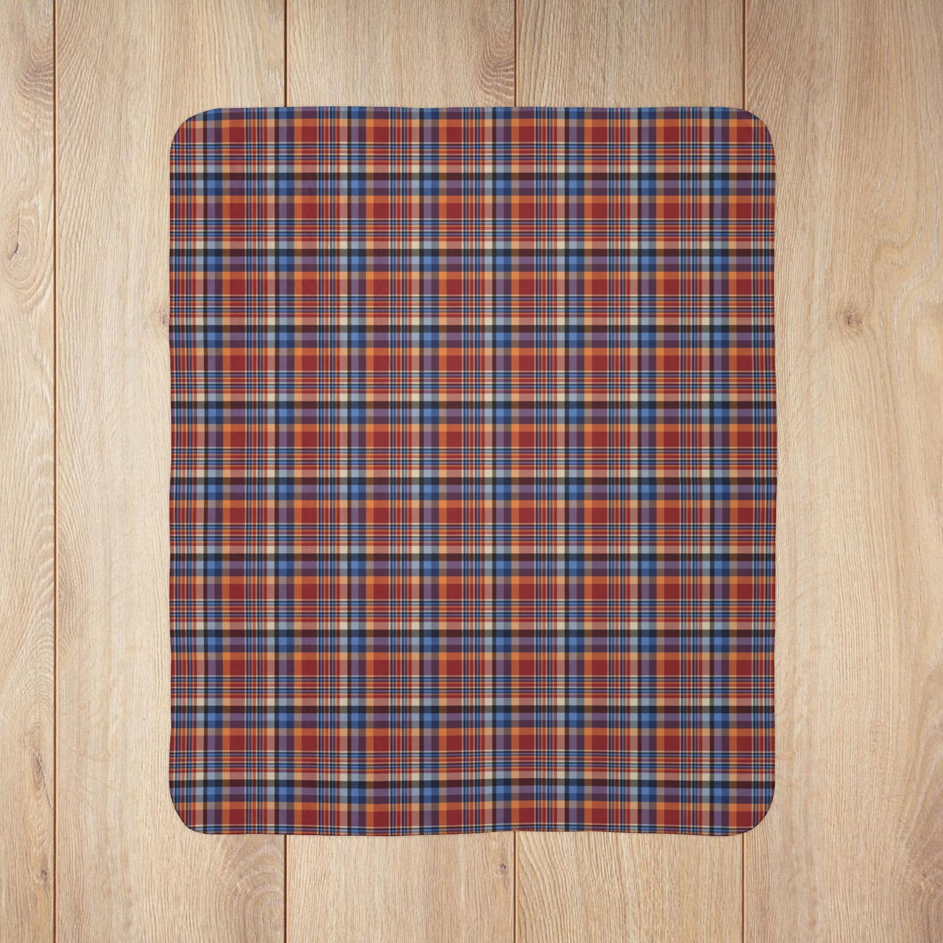 Red, Blue & Orange Ohio Plaid Fleece Sherpa Blanket