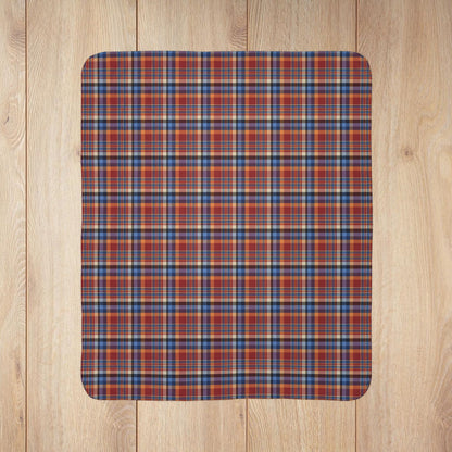 Red, Blue & Orange Ohio Plaid Fleece Sherpa Blanket