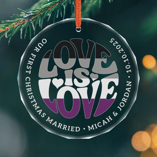 Round One size Custom Crystal Love is Love Asexual Pride 3" Circle Ornament