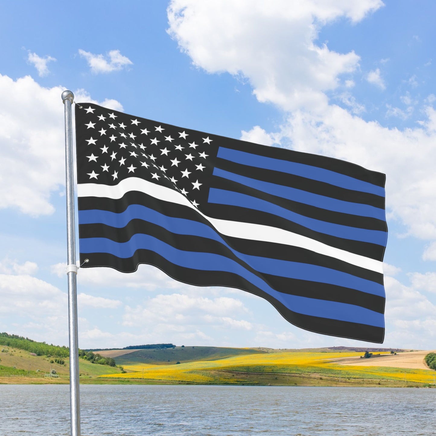 USA Thin White Line American Flag with Grommets