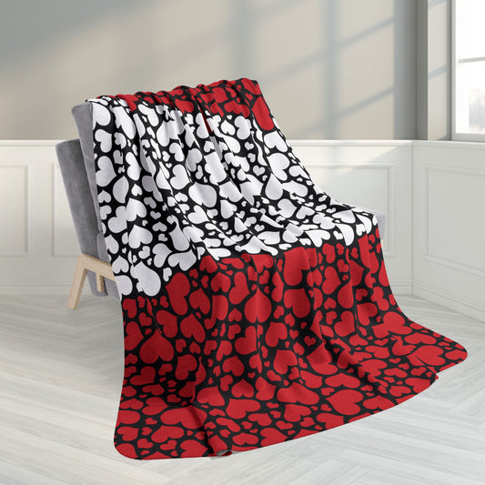 60" × 80" Grey Peru Flag Hearts Fleece Sherpa Blanket