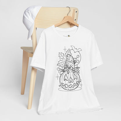 Lovebird on a Jack-o-Lantern, Line Art Tee