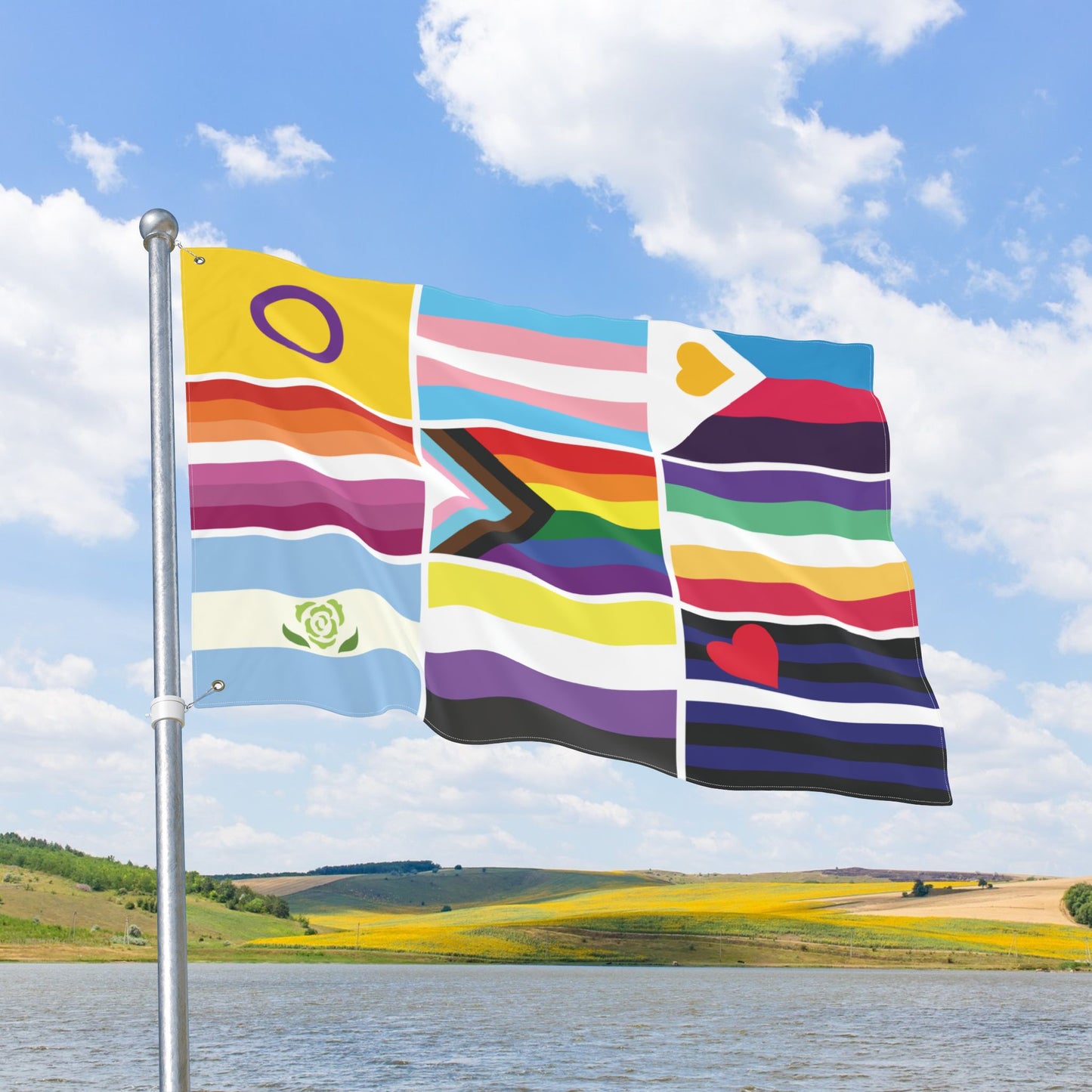 9 Pride Flag Collage with Grommets
