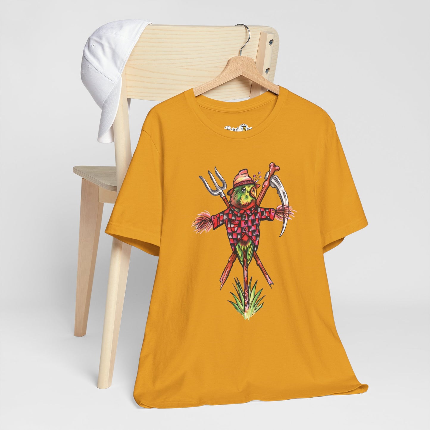 Scarecrow Lovebird, Hand-Drawn & Hand-Colored Tee