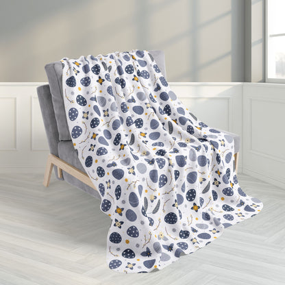 Blue Easter Eggs White Fleece Sherpa Blanket