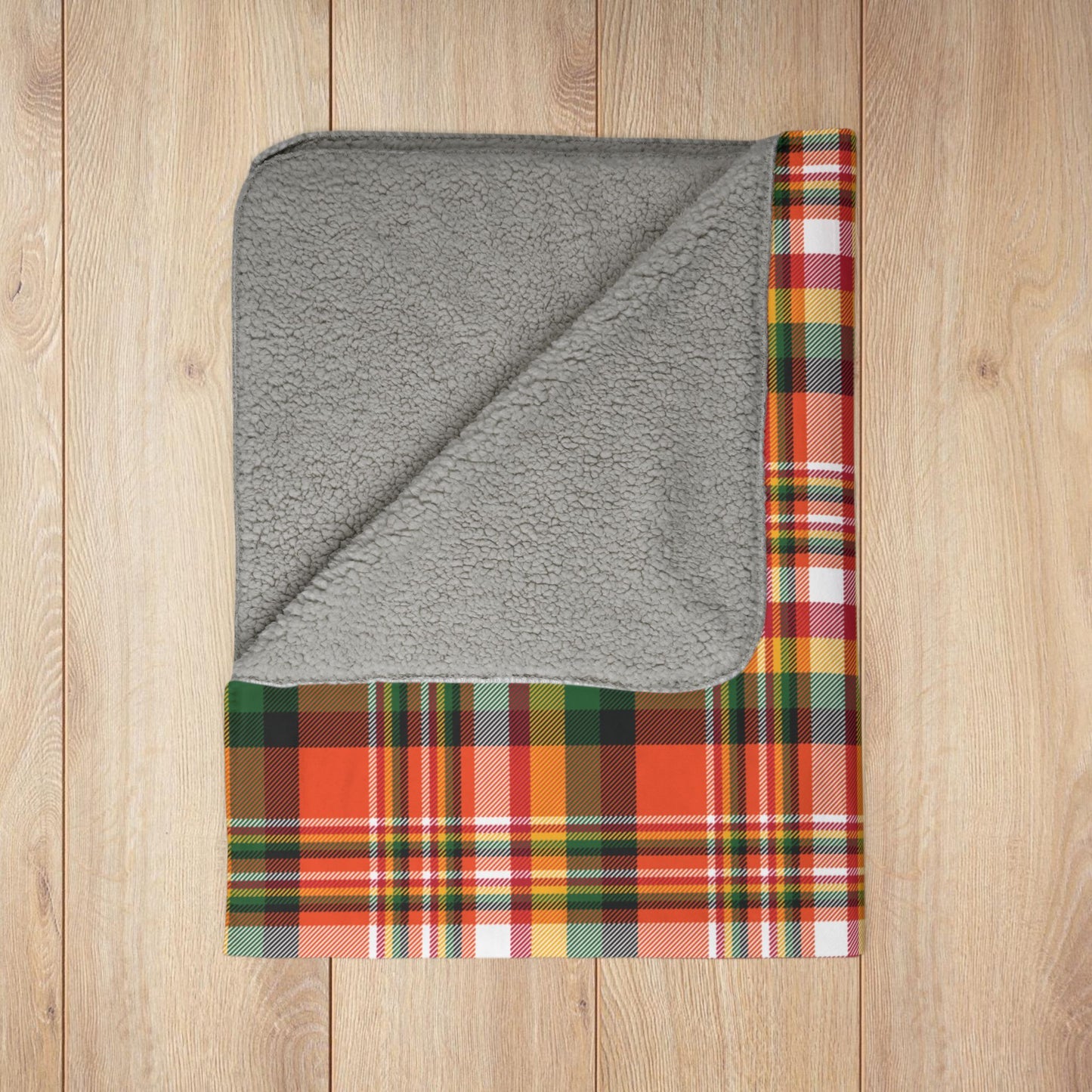 Christmas Orange & Black Cincinnati OH Plaid Fleece Sherpa Blanket