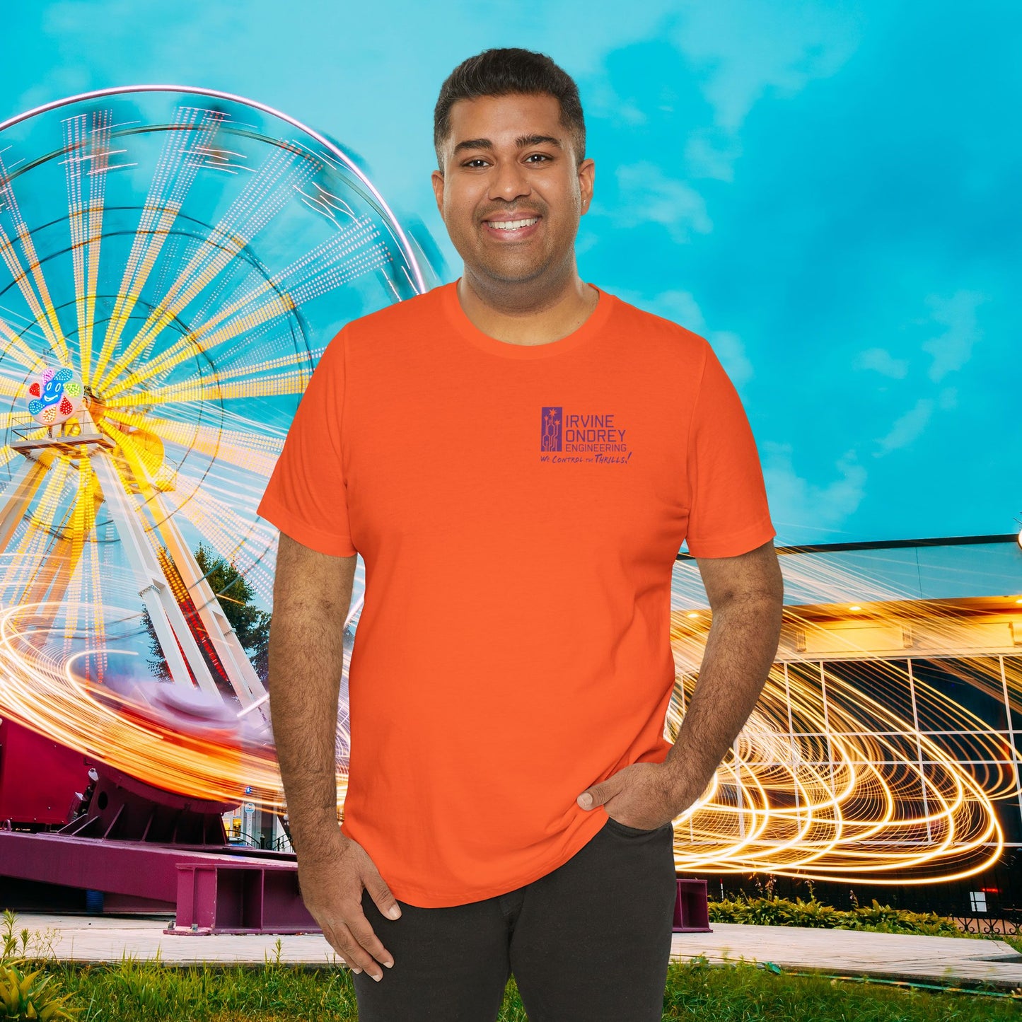 I Just Wanna Trick-or-Treat & Ride Roller Coasters Tee (BACK graphic) • Irvine Ondrey Engineering