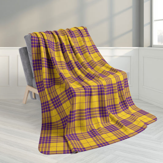60" × 80" Grey Plaid Intersex Pride Fleece Sherpa Blanket
