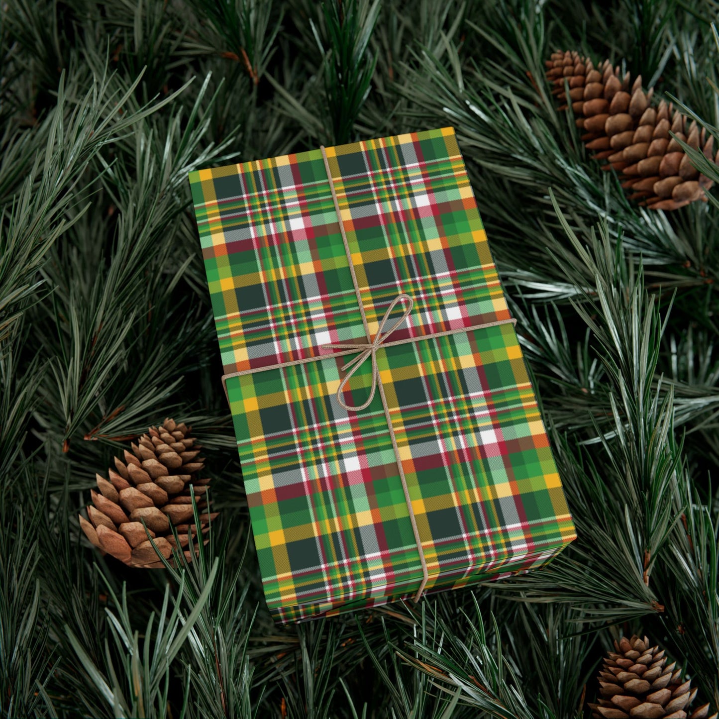 Christmas Green and Gold Green Bay WI Plaid Gift Wrapping Paper Roll
