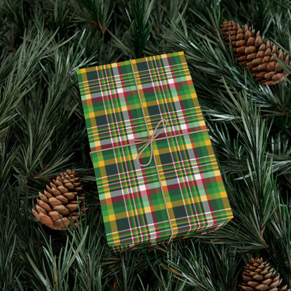 Christmas Green and Gold Green Bay WI Plaid Gift Wrapping Paper Roll
