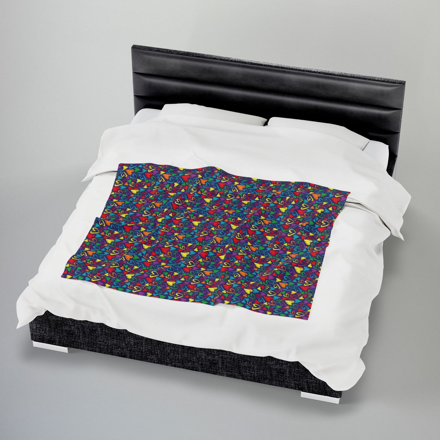 Rainbow Pride Velveteen Plush Hearts Blanket