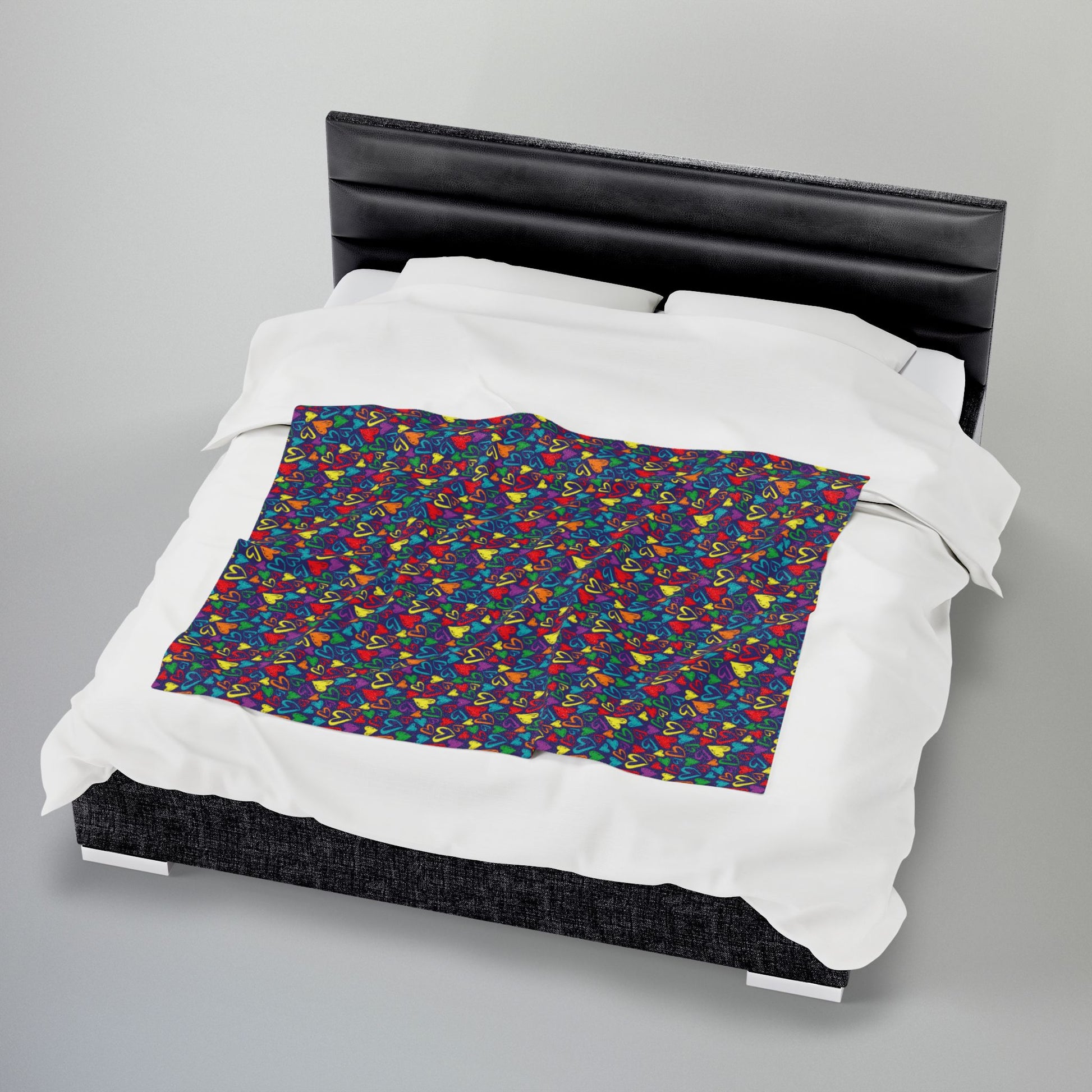 Rainbow Pride Velveteen Plush Hearts Blanket