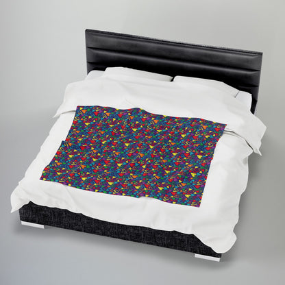 Rainbow Pride Velveteen Plush Hearts Blanket